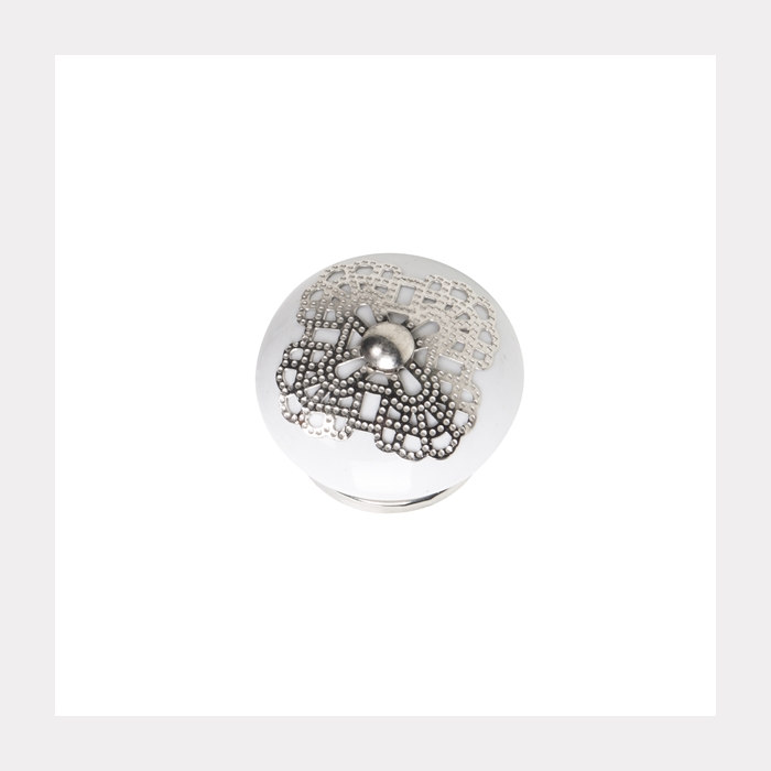 KNOB CERAMIC WITH SILVER FITTING