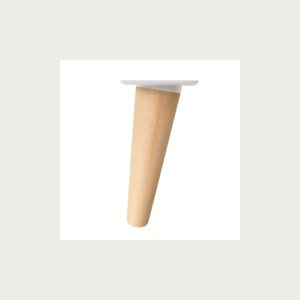 CONICAL INCLINED LEG 150MM WOOD VARN. -WHITE PLATE