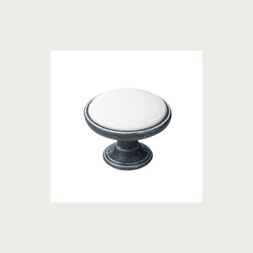 METAL KNOB 37MM WASHED RUST-FABRIC WHITE