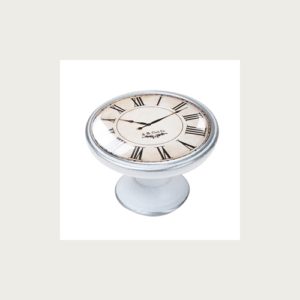 KNOB 37MM PATINATED SILVER WHITE CLOCK