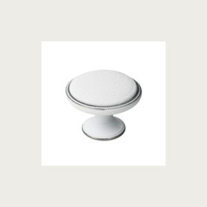 METAL KNOB 37MM PATINATED SILVER-FABRIC WHITE