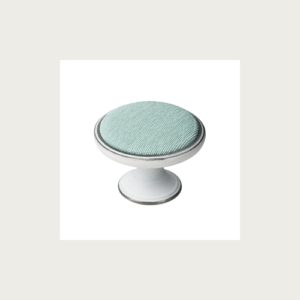 METAL KNOB 37MM PATINATED SILVER-FABRIC TURQUOISE