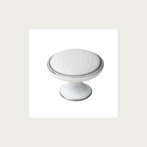 METAL KNOB 37MM PAT. SILVER-SYNTH. LEATHER WHITE