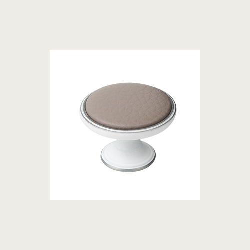 METAL KNOB 37MM PAT. SILVER-SYNTH. LEATHER MINK