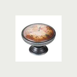 KNOB 37MM OLD SILVER MAP CLOCK
