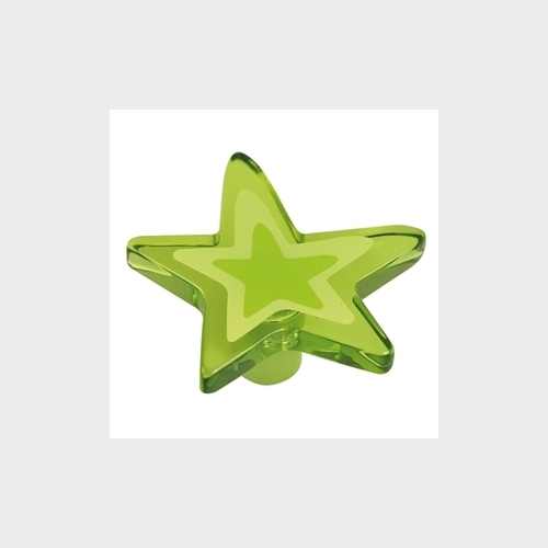 GREEN STAR - METHACRYLATE WITH SERIGRAPHY FURNITURE KNOB YOUTH DESIGN