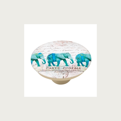KNOB 50MM ABS WITH DESIGN TURQUOISE ELEFANT