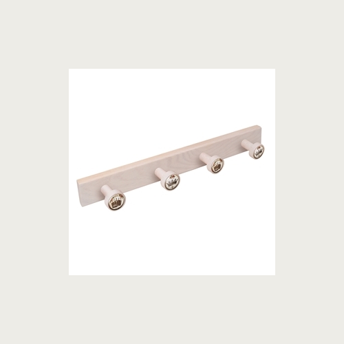 HANGER 4 KNOBS WHITE-WASHED WOOD CROWN