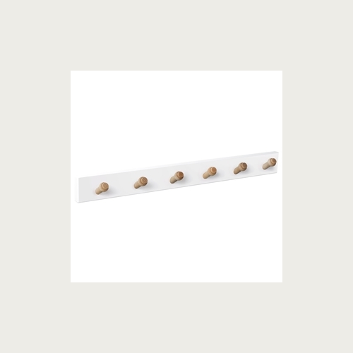 HANGER WHITE WOOD 6 INCLINED KNOBS NATURAL WOOD