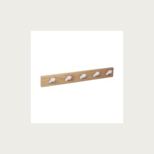 HANGER NATURAL WOOD 5 INCLINED WHITE KNOBS