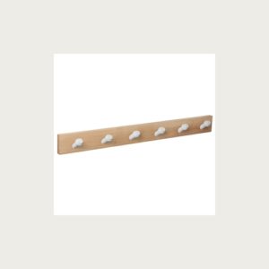 HANGER NATURAL WOOD 6 INCLINED WHITE KNOBS