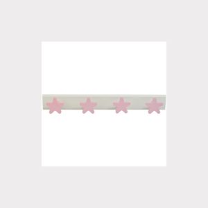 HANGER - 4 PINK STARS LACQUERED WOOD - WHITE BASE BABY BEDROOM