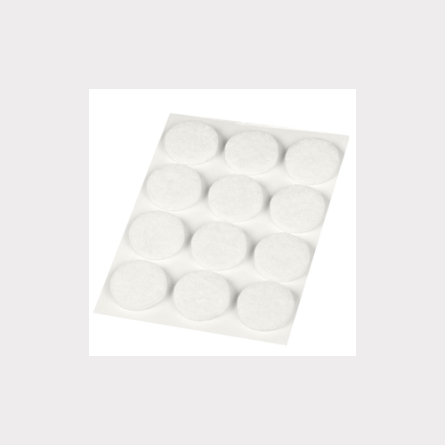 SET OF 12 ROUND WHITE ADHESIVE FELTS 18MM FOR FURNITURE CHAIR TABLE LEGS