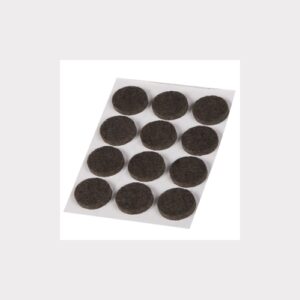 SET OF 12 ROUND BROWN ADHESIVE FELTS 18MM FOR FURNITURE CHAIR TABLE LEGS