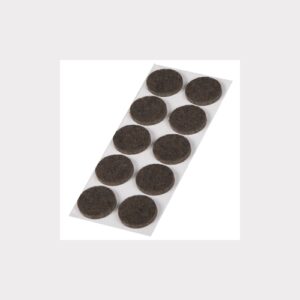 SET OF 10 ROUND BROWN ADHESIVE FELTS 22MM FOR FURNITURE CHAIR TABLE LEGS