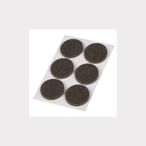 SET OF 6 ROUND BROWN ADHESIVE FELTS 28MM FOR FURNITURE CHAIR TABLE LEGS
